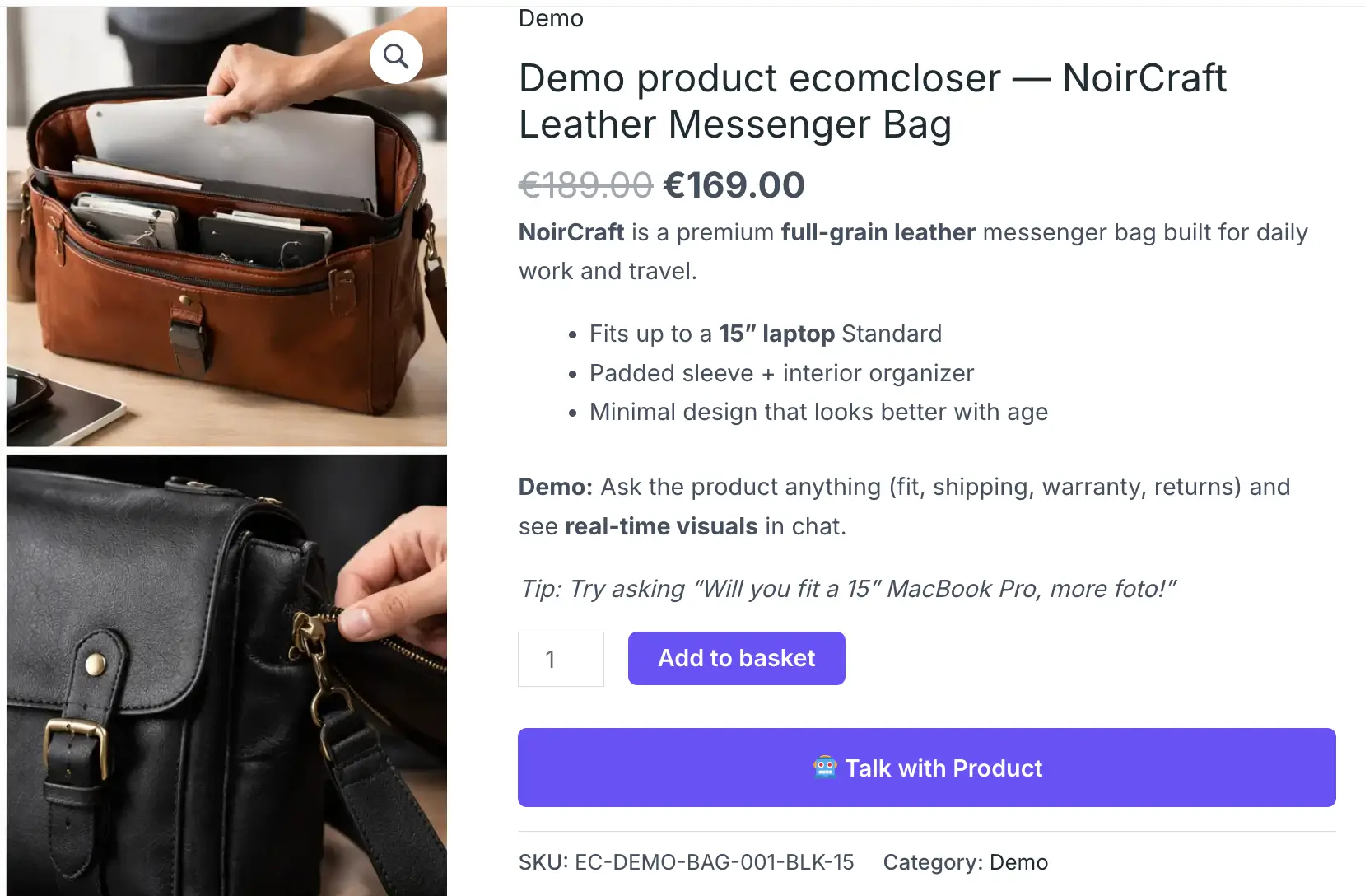 Chat with product AI tools